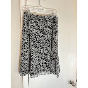 Talbot Women's 100% Silk Black with Taupe Print Fully LIned Skirt Size 8P